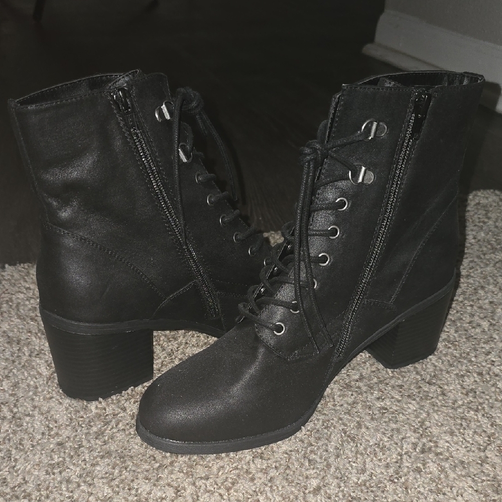 Black Lace-Up Ankle Boots